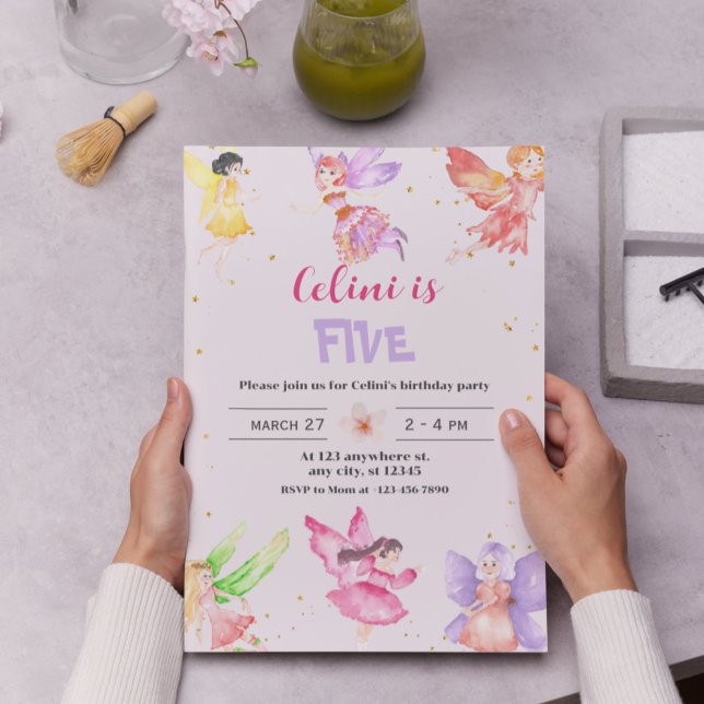 Gold Magical Fairy Birthday Invitation (Gold Magical Fairy Birthday Invitation)