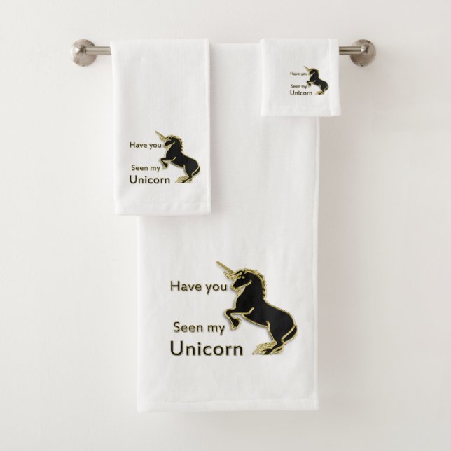 Gold magical fairytale unicorn bath towel set (Insitu)