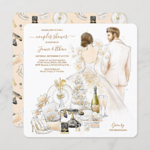 Gold Magnolia Couples Bridal Shower Invitation