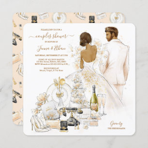 Gold Magnolia Couples Bridal Shower Invitation