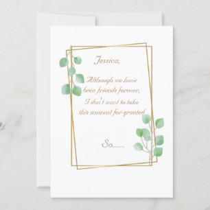 Gold Maid of Honour or Bridesmaid Proposal Card