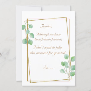 Gold Maid of Honour or Bridesmaid Proposal Card