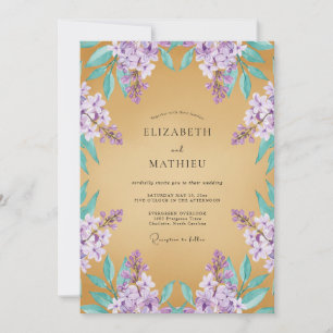 Gold Majestic Lilac Wedding Invitation