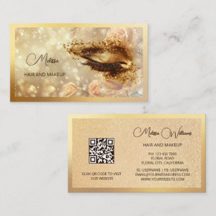 Gold Make Up Eye Lashes Business Card