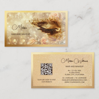Gold Make Up Eye Lashes Business Card