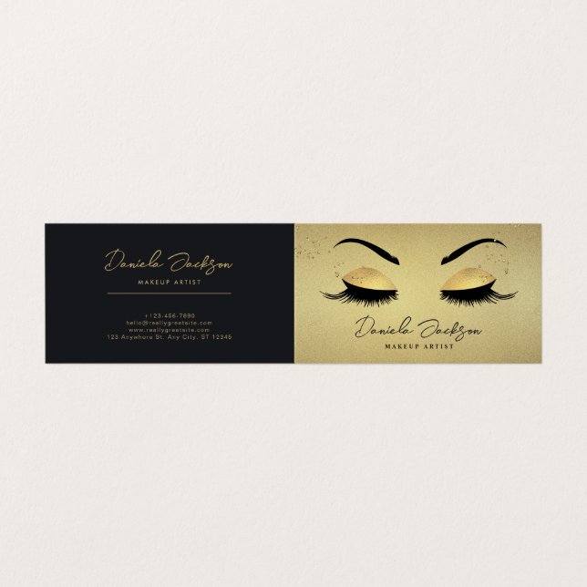 Gold Makeup Artist Beauty Folded Business Card (Outside Unfolded)