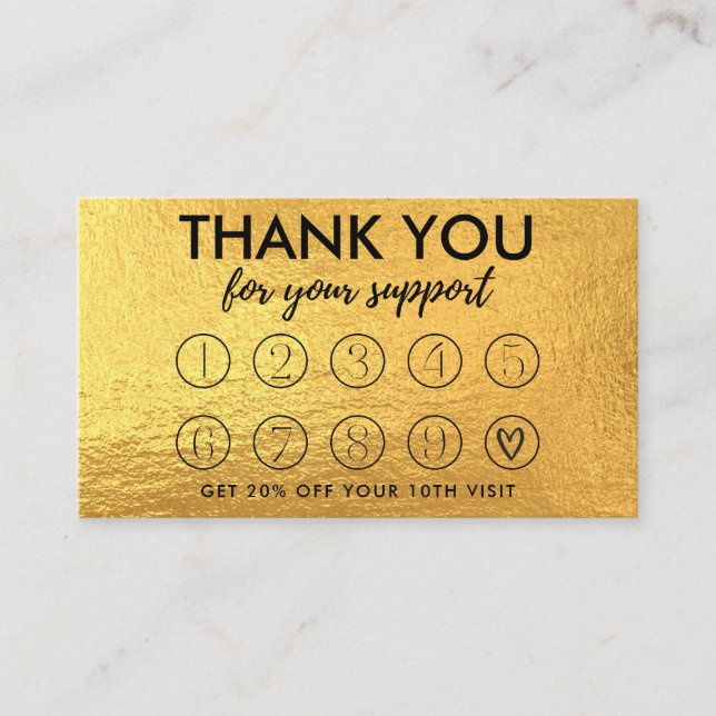 Gold Makeup Hair Thanks Loyalty Card (Front)