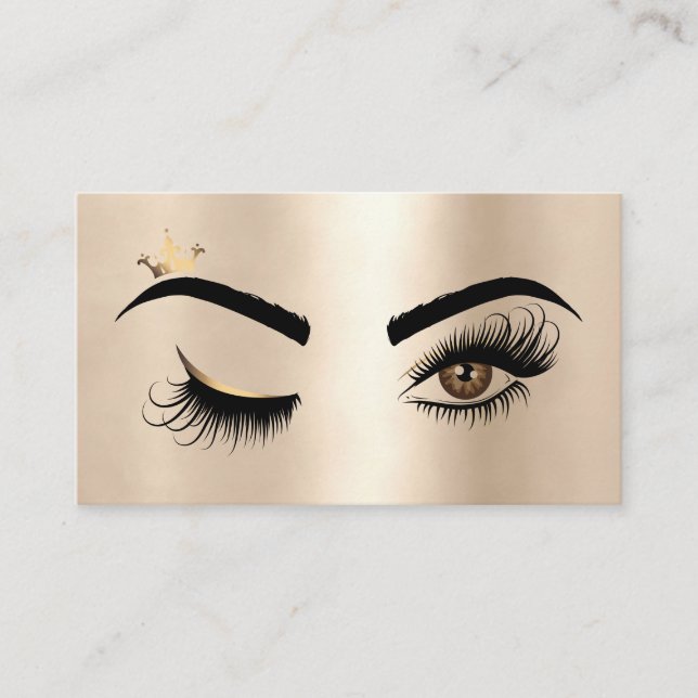 Gold Makeup Wink Eye Beauty Salon Lash Extension Business Card (Front)