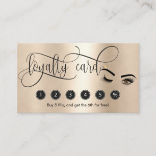 Gold Makeup Wink Eye Beauty Salon Loyalty Card