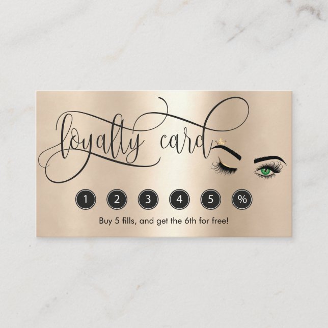 Gold Makeup Wink Eye Beauty Salon Loyalty Card (Front)
