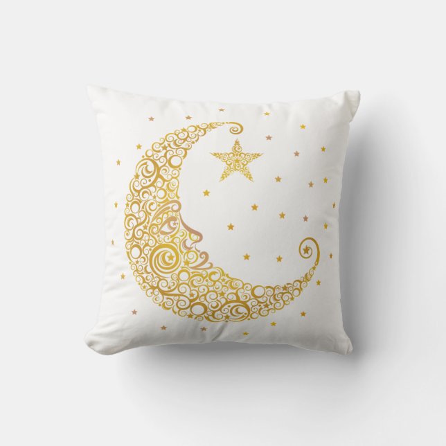 Gold Man in the Moon Pillow (Front)