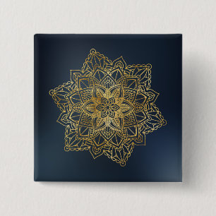 Gold Mandala 15 Cm Square Badge