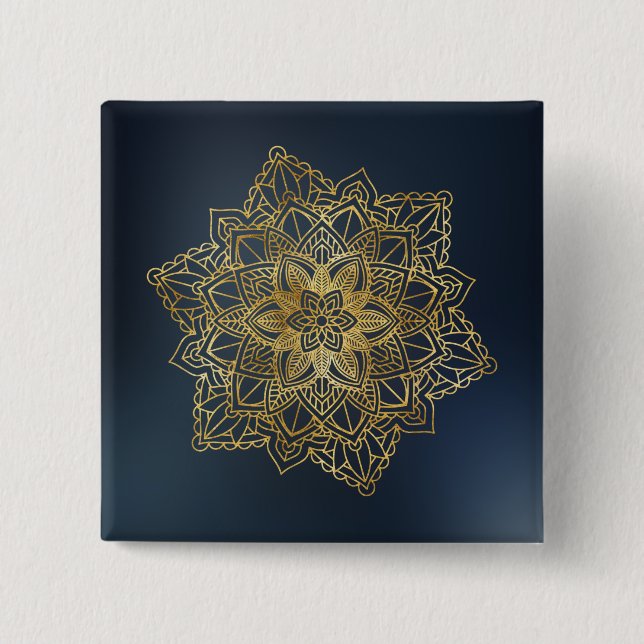 Gold Mandala 15 Cm Square Badge (Front)
