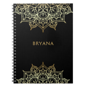Gold Mandala Black Chic Glamour Modern Glam Notebook