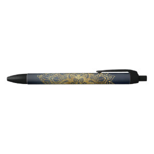 Gold Mandala Black Ink Pen