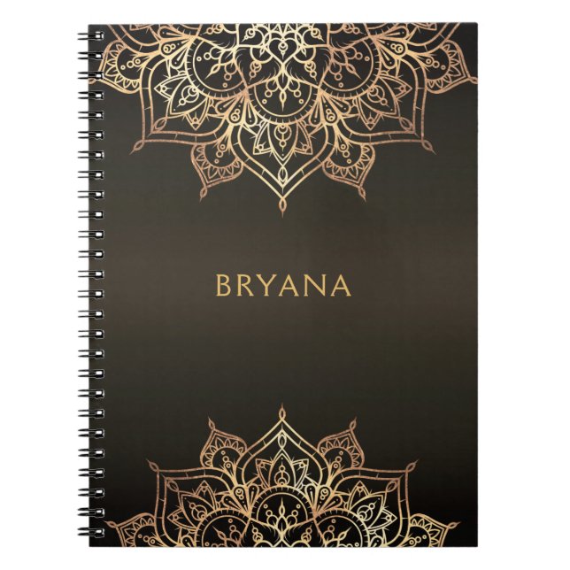 Gold Mandala Brown Bronze Chic Glamour Modern Glam Notebook (Front)