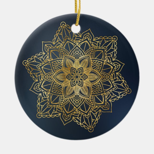 Gold Mandala Ceramic Ornament (Front)