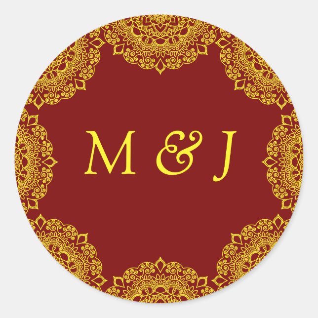 gold mandala  classic round sticker (Front)