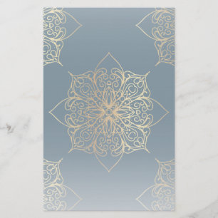 Gold Mandala Damask Pattern Stationery