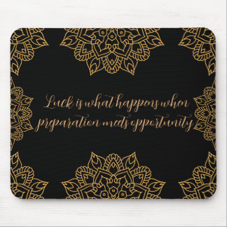 Gold Mandala Flowers with black pattern Mouse Pad