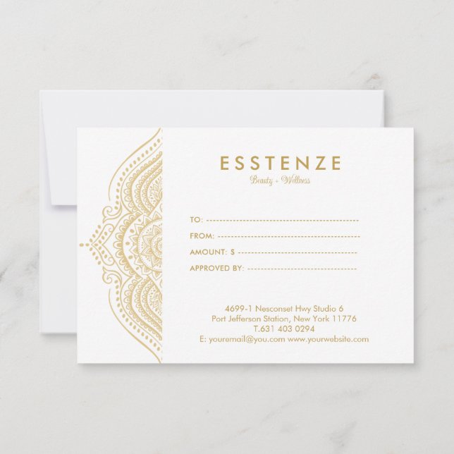 Gold Mandala Gift Certificate Design (Back)