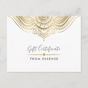 Gold Mandala Gift Certificate Design Postcard
