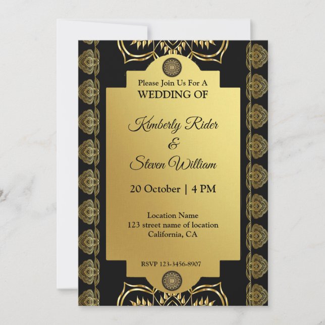 Gold Mandala Gold Henna Invitation (Front)