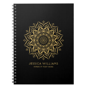 Gold mandala hearts and swirls notebook