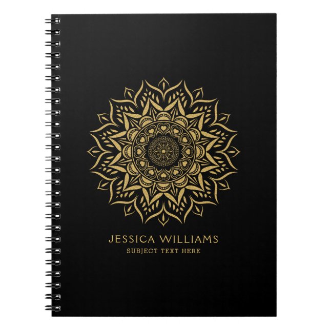 Gold mandala hearts and swirls notebook (Front)
