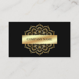 Gold Mandala On Black Background Business Card
