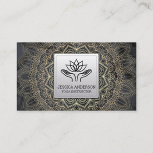 Gold Mandala Pattern   Healing Lotus Hands Business Card