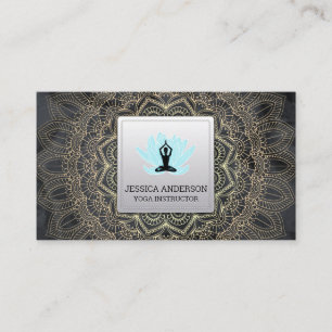 Gold Mandala Pattern   Lotus Pose Business Card