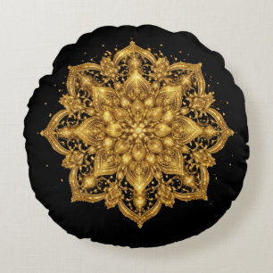 Gold Mandala Pillow Luxury Decorative Throw 
