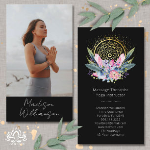Gold Mandala Pink Crystals Psychic Spiritual Photo Business Card