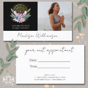 Gold Mandala Pink Crystals Spiritual Appointment Business Card