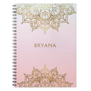 Gold Mandala Pink Peach Chic Glamour Modern Glam Notebook