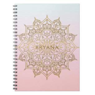 Gold Mandala Pink Peach Chic Glamour Modern Glam Notebook