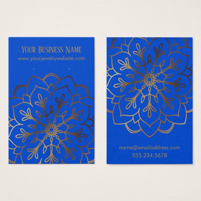 Gold Mandala & Royal Blue Earring Holder Display (Front & Back)