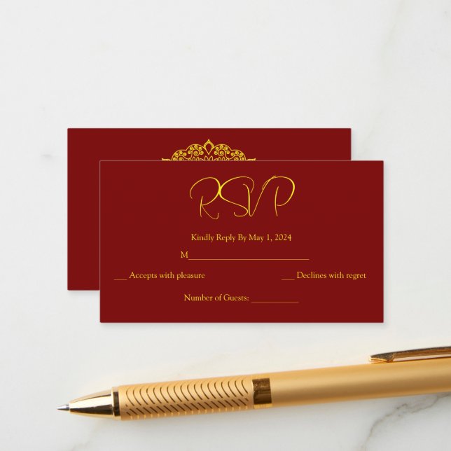 gold mandala rsvp card (Front/Back In Situ)