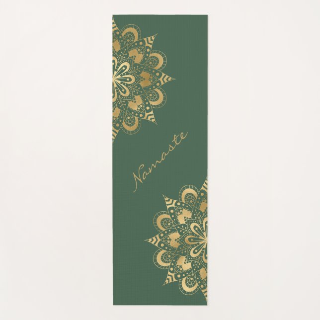 Gold Mandala Script Namaste Yoga Mat (Front)