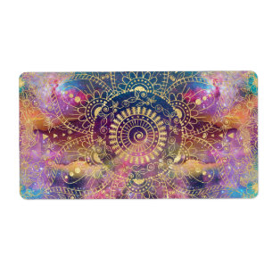 Gold Mandala Watercolor Colourful Nebula