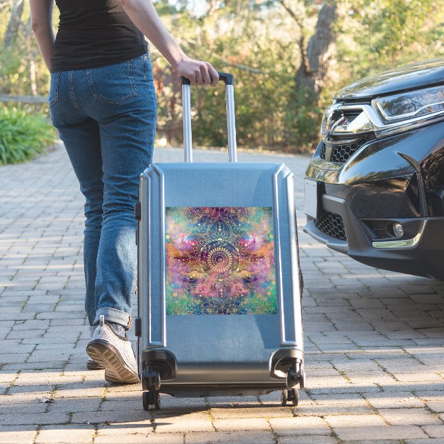 Gold Mandala Watercolor Colourful Nebula (Suitcase Insitu)