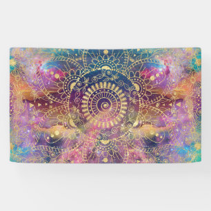Gold Mandala Watercolor Colourful Nebula Banner