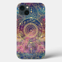 Gold Mandala Watercolor Colourful Nebula
