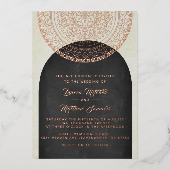 Gold Mandala Wedding Foil Invitation (Front)