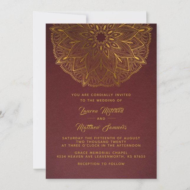 Gold Mandala Wedding Invitation (Front)