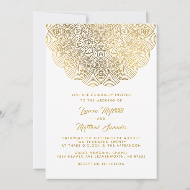 Gold Mandala Wedding Invitation (Front)