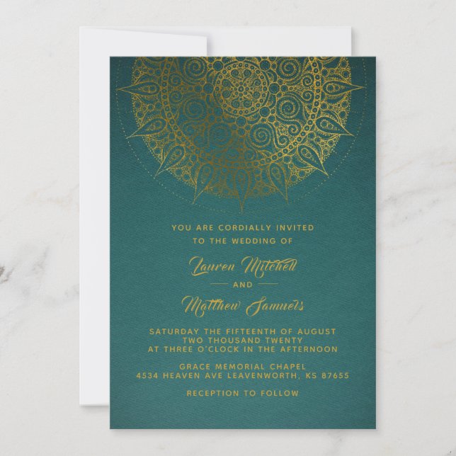 Gold Mandala Wedding Invitation (Front)