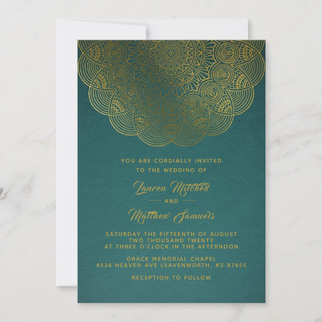 Gold Mandala Wedding Invitation (Front)