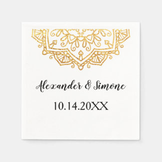 Gold Mandala Wedding Party Cocktail Napkin